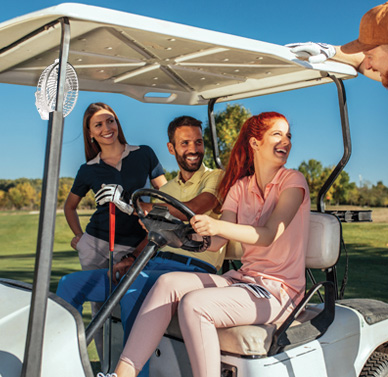 EZ Breezy on a golf cart